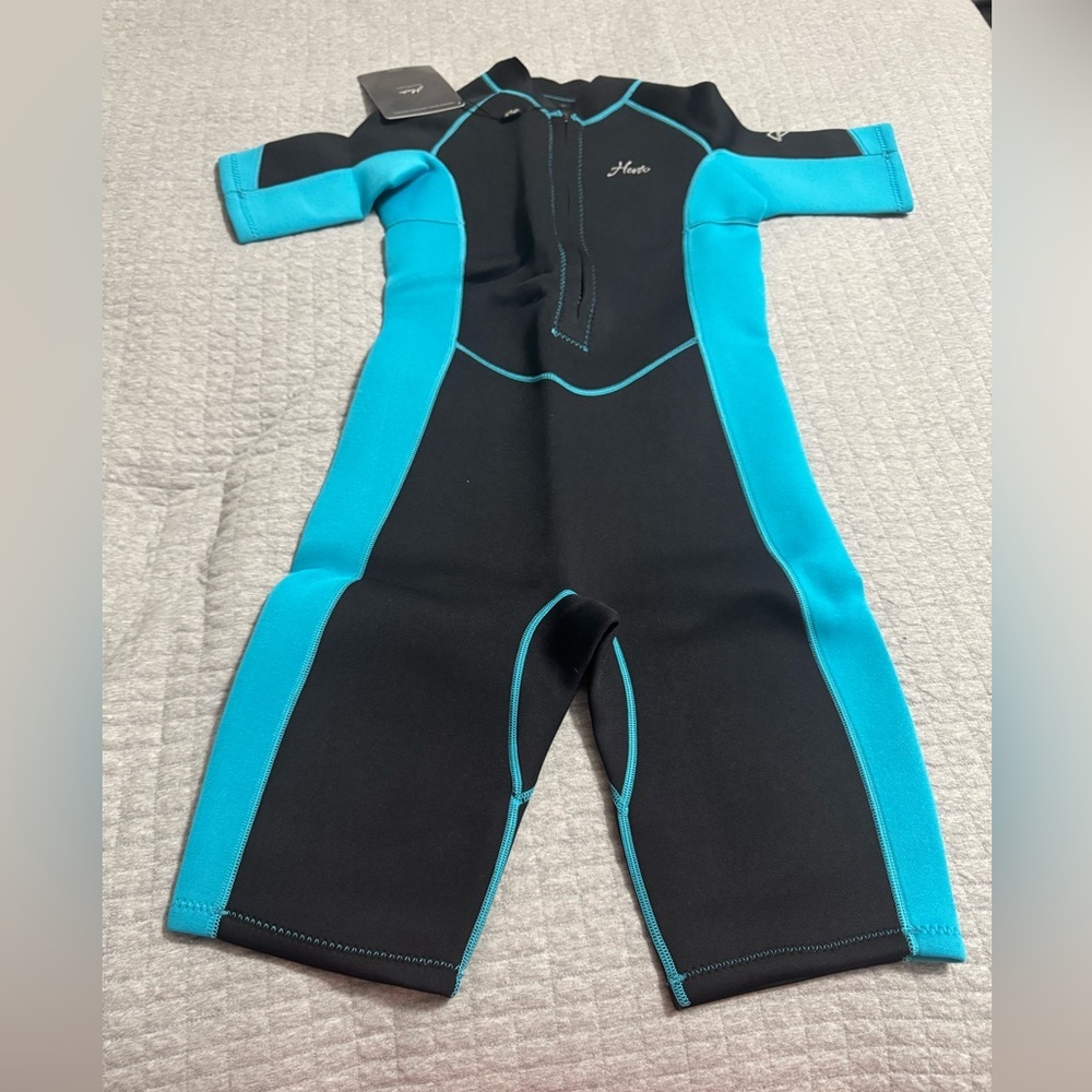 Hevto Kids Wetsuit Shorty for Boys 2mm Neoprene Thermal Front Zip Size 13 - Picture 6 of 8